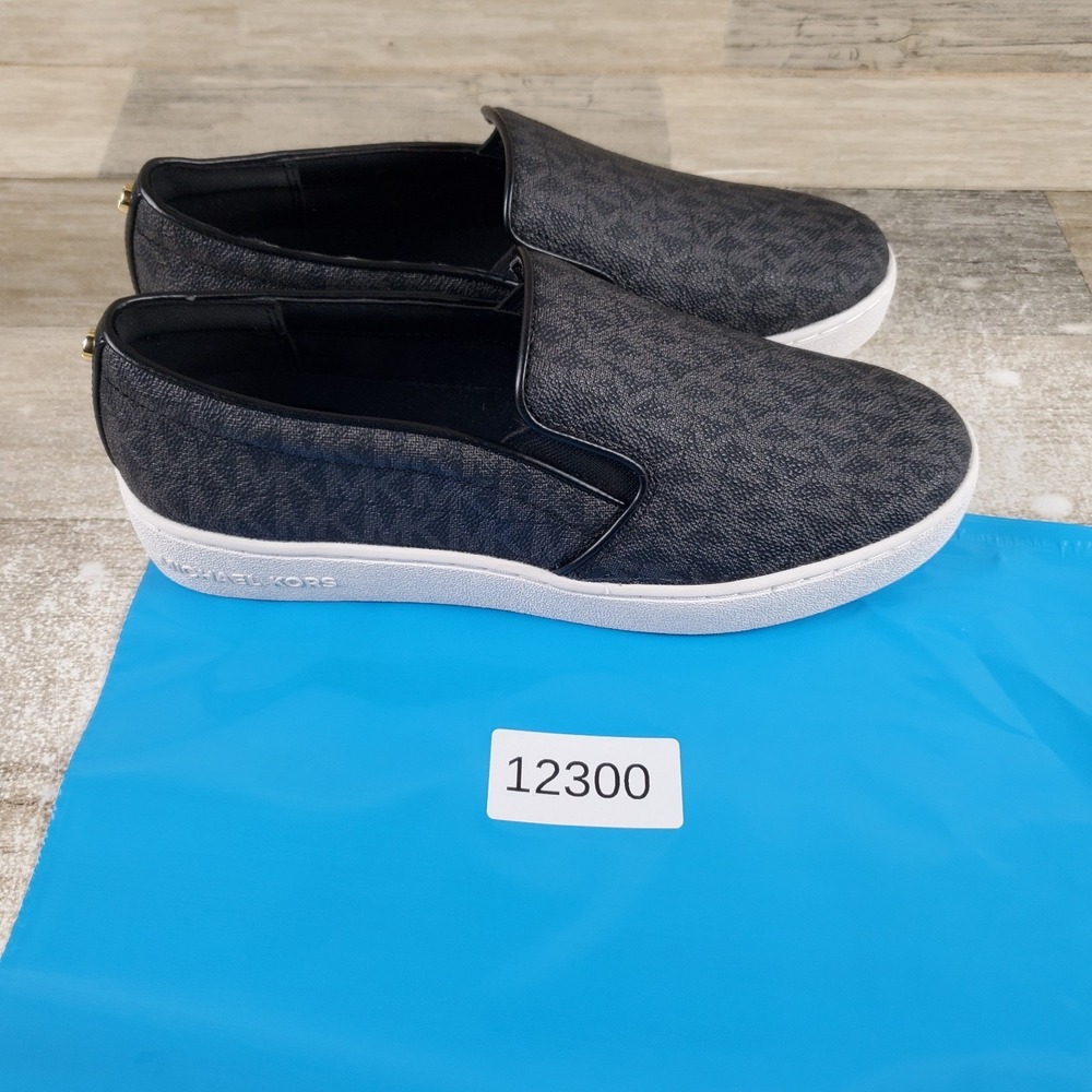 Michael Kors Keaton Womens Shoes Sz 6.5 M Black Signature Logo Slip On Sneakers - Picture 10 of 10